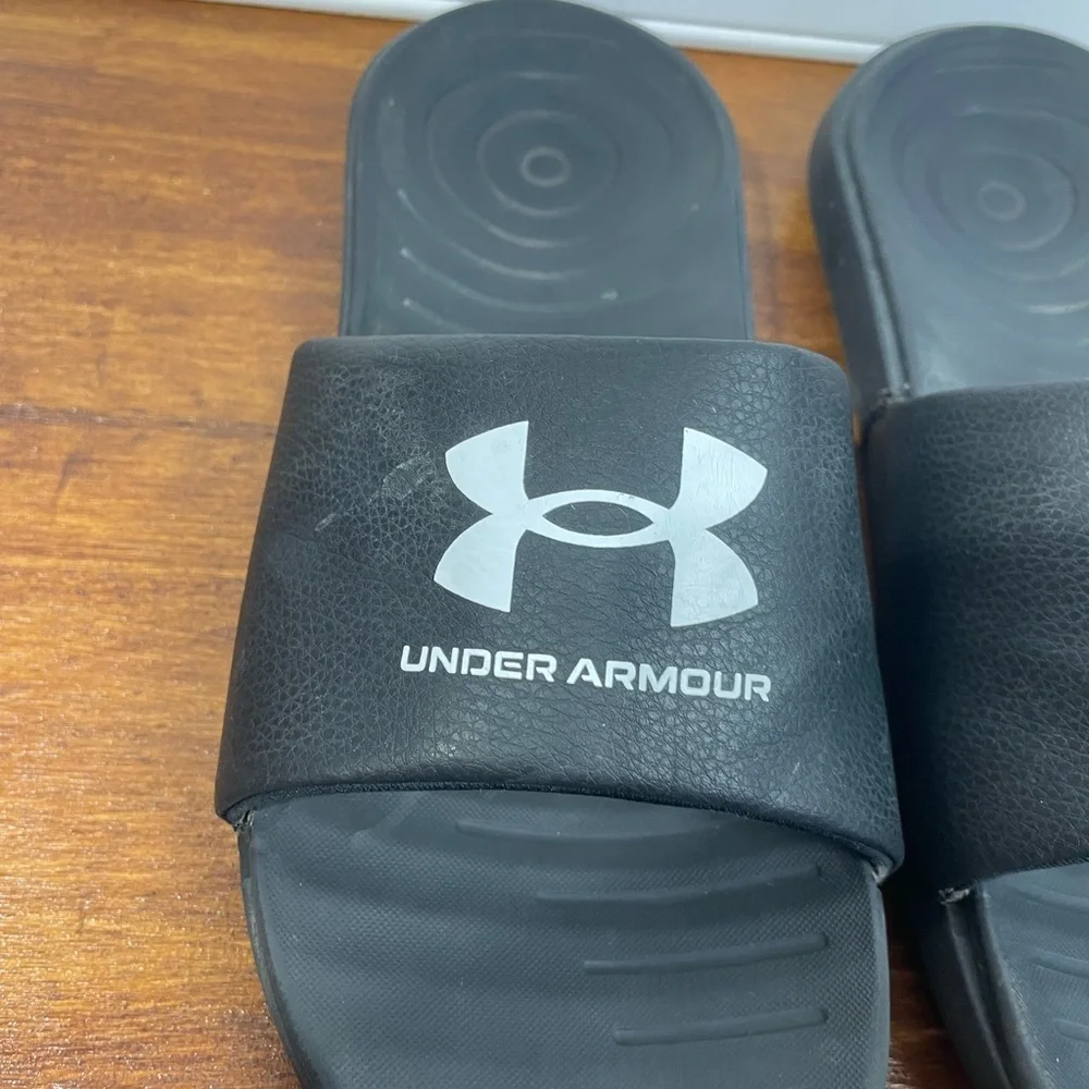 Under Armour Black Ansa Fixed Slides 6 Youth Boys GUC